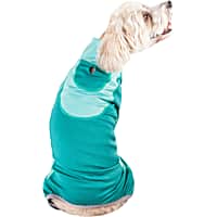 Pet Life Active 'Warm-Pup' Heathered Performance 4-Way Stretch Two-Toned Full Body Dog Track Suit