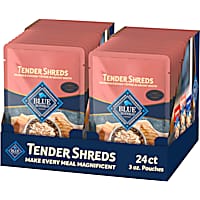 Blue Buffalo Tender Shreds Salmon & Chicken Toppers in Savory Broth, Natural Dog Food Complement