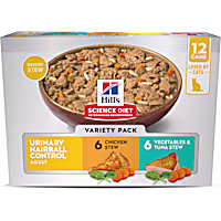 Hill's Science Diet Adult Urinary and Hairball Control Chicken & Tuna Stew Wet Cat Food Variety Pack