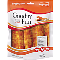 GOOD N' FUN Triple Flavor Rolls Rawhide Chews for Large Dogs