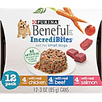 Purina Beneful IncrediBites with Real Beef, Chicken or Salmon Small Breed Wet Dog Food Variety Pack