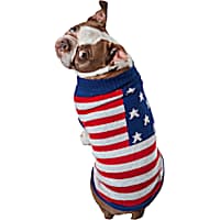 Pet Life Patriot Independence Star Heavy Knitted Fashion Ribbed Turtle Neck Dog Sweater