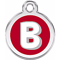 Red Dingo Stainless Steel Enamel Alphabet B Personalized Engraved Pet ID Tag