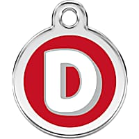 Red Dingo Stainless Steel Enamel Alphabet D Personalized Engraved Pet ID Tag