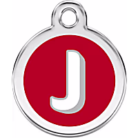 Red Dingo Stainless Steel Enamel Alphabet J Personalized Engraved Pet ID Tag