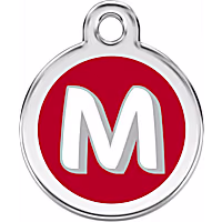 Red Dingo Stainless Steel Enamel Alphabet M Personalized Engraved Pet ID Tag