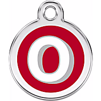 Red Dingo Stainless Steel Enamel Alphabet O Personalized Engraved Pet ID Tag
