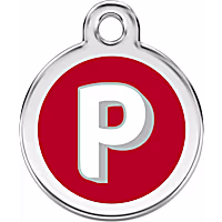 Red Dingo Stainless Steel Enamel Alphabet P Personalized Engraved Pet ID Tag