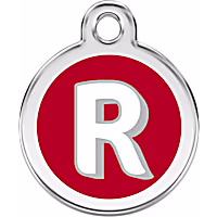 Red Dingo Stainless Steel Enamel Alphabet R Personalized Engraved Pet ID Tag