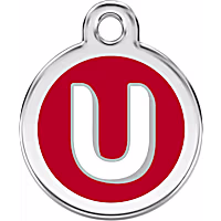 Red Dingo Stainless Steel Enamel Alphabet U Personalized Engraved Pet ID Tag