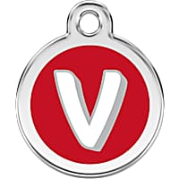 Red Dingo Stainless Steel Enamel Alphabet V Personalized Engraved Pet ID Tag