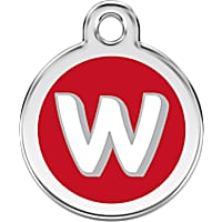 Red Dingo Stainless Steel Enamel Alphabet W Personalized Engraved Pet ID Tag