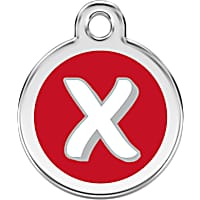 Red Dingo Stainless Steel Enamel Alphabet X Personalized Engraved Pet ID Tag