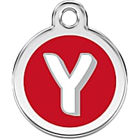 Red Dingo Stainless Steel Enamel Alphabet Y Personalized Engraved Pet ID Tag