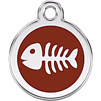 Red Dingo Stainless Steel Enamel Fish Skeleton Personalized Engraved Pet ID Tag