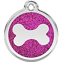 Red Dingo Stainless Steel Enamel Glitter Bone Personalized Engraved Pet ID Tag