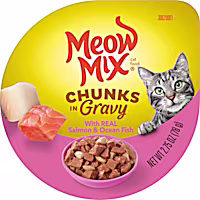 Meow Mix Chunks in Gravy with REAL Salmon & Ocean Fish Wet Cat Food