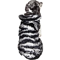 Pet Life Luxe 'Chauffurry' Beautiful Designer Zebra Patterned Mink Fur Dog Coat Jacket