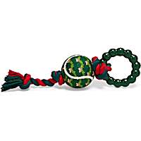 Merry Makings Holiday Garland Rope Tennis Ball Tug Dog Toy