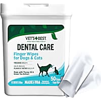 Vet's Best Dental Care Finger Wipes, Reduces Plaque & Freshens Breath, Teeth Cleaning Finger Wipes for Dogs & Cats
