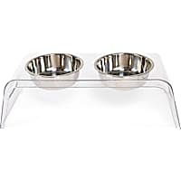 EveryYay Clear Acrylic Elevated Double Diner with Stainless Steel Dog Bowls