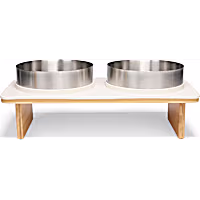 EveryYay Elevated Double Diner Dog Bowls and Silicone Mat Set