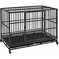Topeakmart W/ Divider Rolling Crate for Large Dog Crate