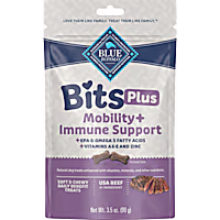 Blue Buffalo Soft & Chewy Beef Morsels BLUE Bits Plus Mobility and Immune Support Daily Benefit Dog Treats