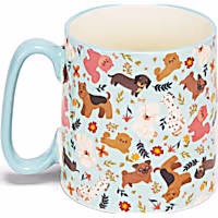 10 Strawberry Street Bella Floral Dog Mug, Grey