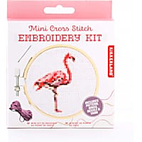 Kikkerland Design Flamingo Mini Cross Stitch Embroidery Kit