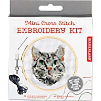 Kikkerland Design Cat Mini Cross Stitch Embroidery Kit