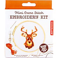 Kikkerland Design Deer Mini Cross Stitch Embroidery Kit