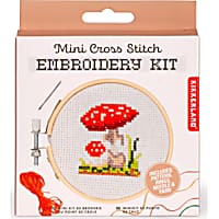 Kikkerland Design Mushroom Mini Cross Stitch Embroidery Kit