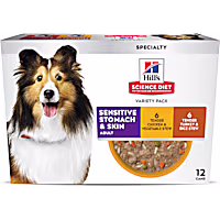 Hill's Science Diet Adult Sensitive Stomach & Skin Turkey & Chicken Stew Wet Dog Food Variety Pack