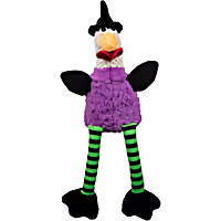 goDog Purple Chew Guard Technology Farm Friends Skinny Rooster Witch Plush Dog Toy