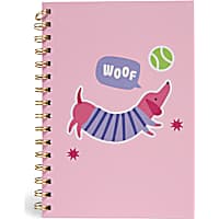 Oodles Woof Dachsund Pink Spiral Notebook