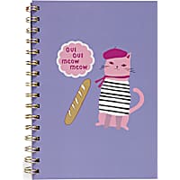 Oodles Oui Oui Cat Purple Spiral Notebook