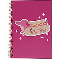 Oodles Hot Dog Dachsund Pink Spiral Notebook