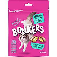BONKERS Cat Bites Crunchy & Soft Seafood & Eat It! Flavored Cat Treats