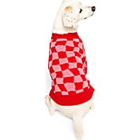 YOULY Pink & Red Checkered Pet Sweater