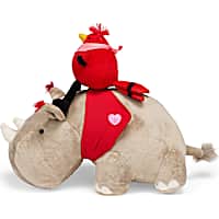 YOULY Rhino and Red Bird Plush Dog Toy