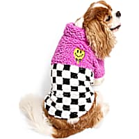 YOULY Pop Art Smiley Checkered Pet Zip-Up Fleece
