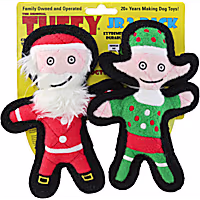 Tuffy Holiday Jr Elf and Santa Dog Toy