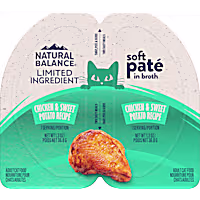 Natural Balance Limited Ingredient Split Cup Chicken & Sweet Potato Recipe Soft Pate in Broth Wet Cat Food