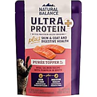 Natural Balance Ultra Protein Skin & Coat Digestive Health Real Salmon w/ Pumpkin Recipe Puree Topper Plus Wet Cat Food