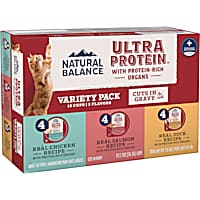 Natural Balance Ultra Protein Chicken, Duck and SalmonWet Cat Food Cuts in Gravy Variety Pack