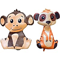 Piggy Poo and Crew Monkey & Meerkat Ruffhouse Toys Durable, Double-Layered, Bite-Proof Squeakers