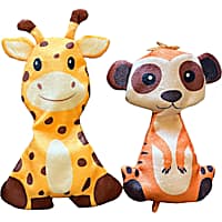 Piggy Poo and Crew Giraffe & Meerkat Ruffhouse Toys Durable, Double-Layered, Bite-Proof Squeakers