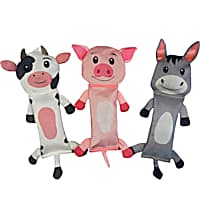 Piggy Poo and Crew Cow Pig & Donkey 3 Pack Bite-Proof Squeaker Ruffhouse Pet Toys