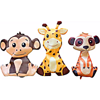Piggy Poo and Crew Monkey, Giraffe & Meerkat Ruffhouse Toys Durable, Double-Layered, Bite-Proof Squeakers